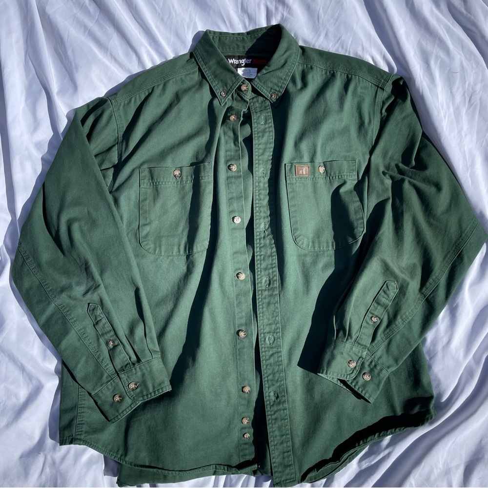 Wrangler Riggs Workwear Green Button-Up Shirt